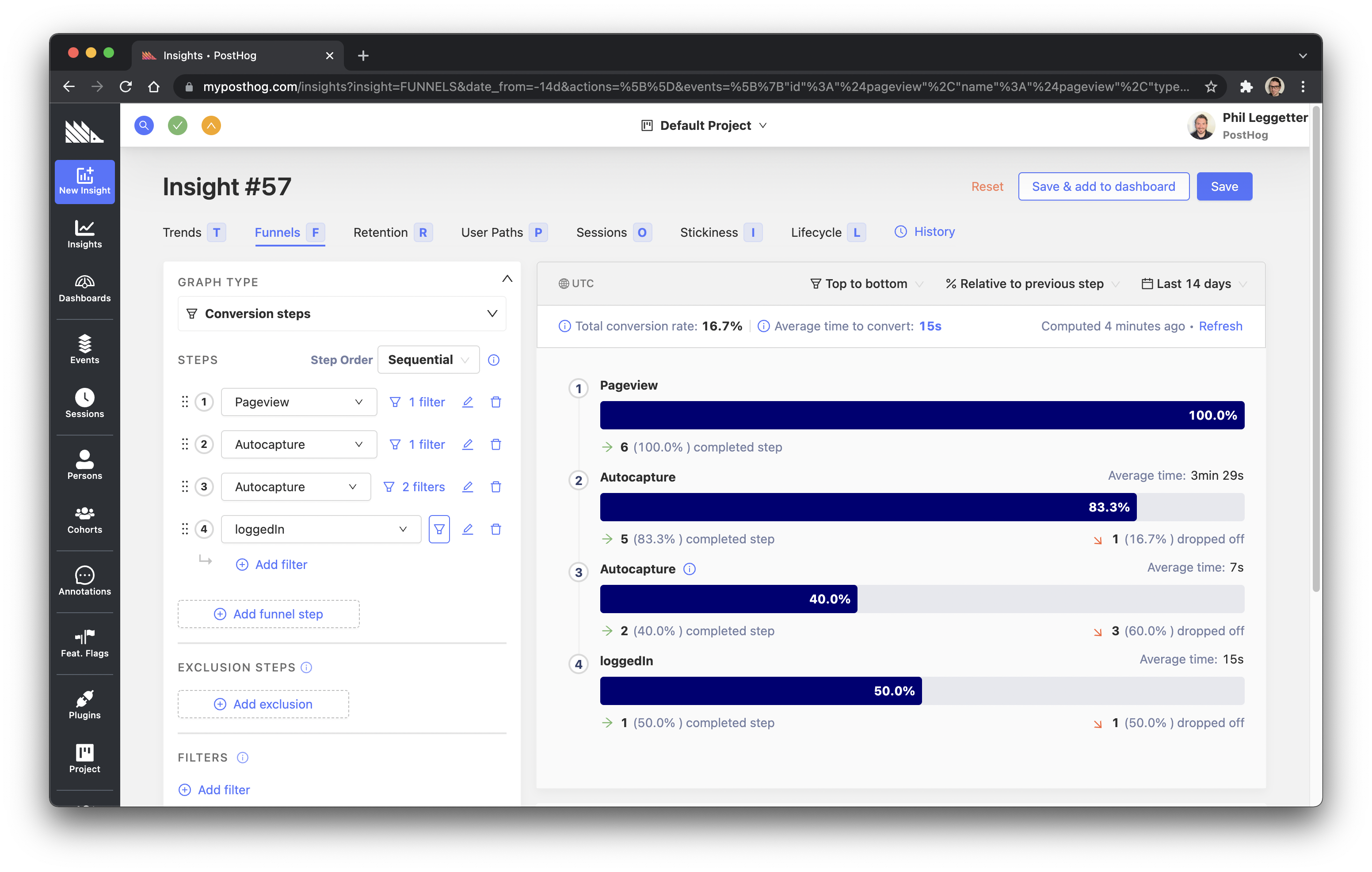 Funnel visualization options